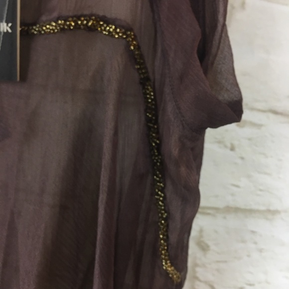 Antik Batik Brown Bead Faux Wrap Rai Top Large NWT - Picture 6 of 8